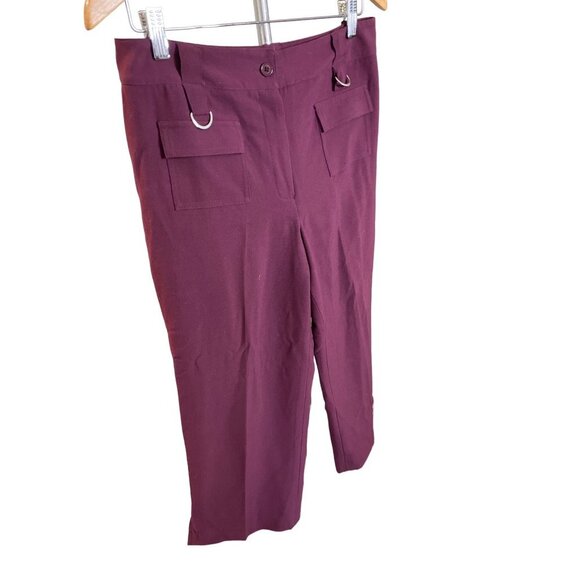 Vintage 90s Larry Levine Petite Maroon Flat Front Pants Sz 8P - Picture 3 of 9